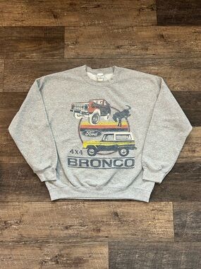 Junk Food Ford Bronco Sweatshirt Mens Medium Gray 4x4 Vintage Style Crewneck Top